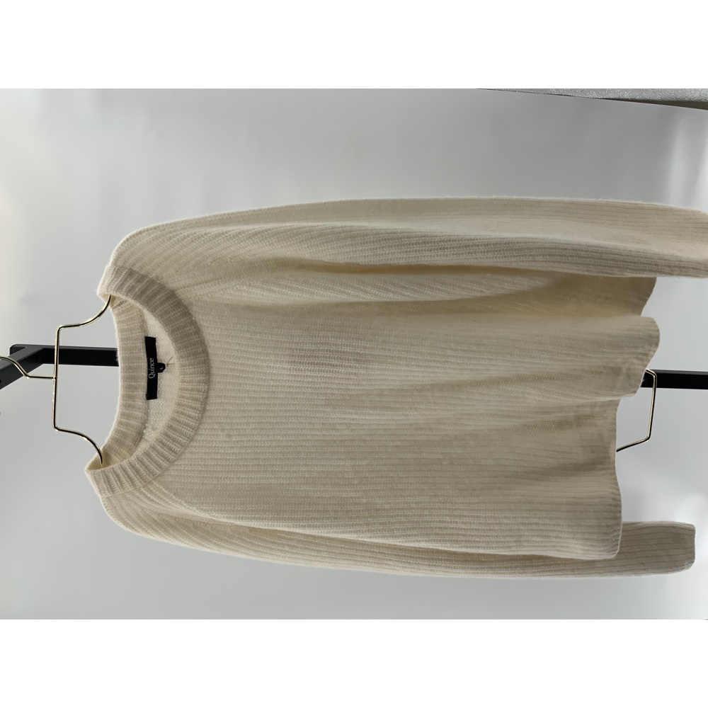 Quince Mongolian Cashmere Fisherman Crewneck Sweater White L